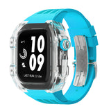 Apple watch case polycarbonate 44/45mm - transparent case with baby blue strap