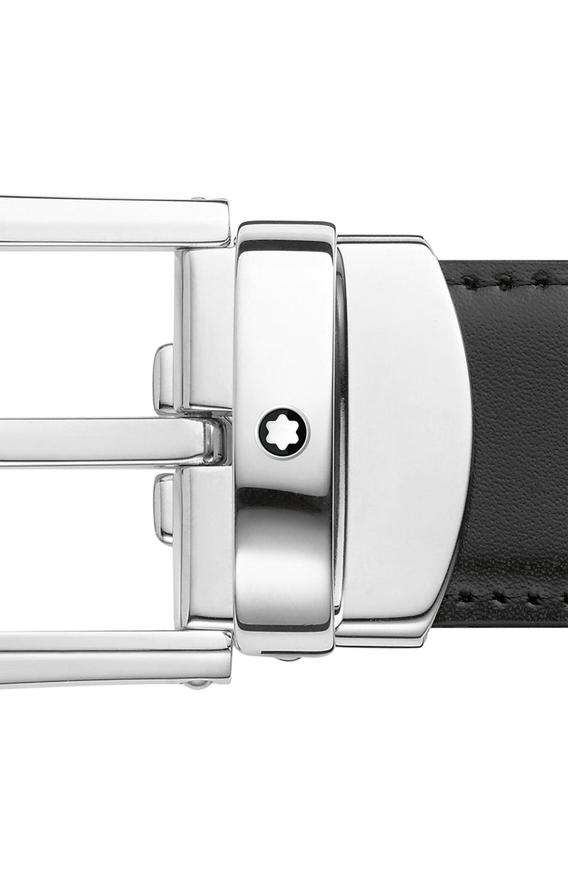 Montblanc | Curved Horseshoe Shiny Stainless Steel Pin Buckle Belt