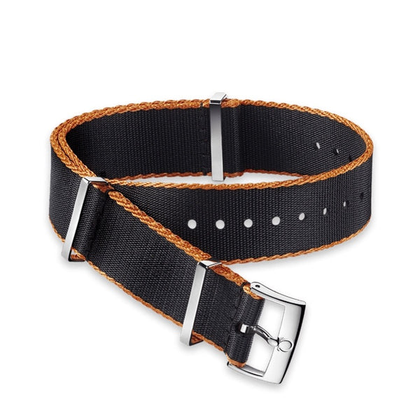 OMEGA | Polyamide black strap orange bordered Size 19 20 MM