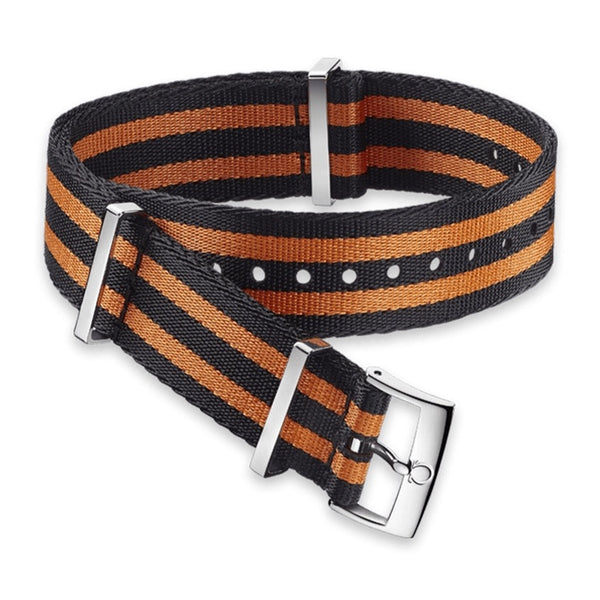 OMEGA | Polyamide 5 stripe black orange strap Size 21 22 MM