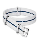 OMEGA | Polyamide white strap with blue stripe Size 19 20 MM