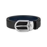 Montblanc | Horseshoe buckle black/blue 30 mm reversible leather belt