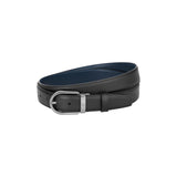 Montblanc | Horseshoe buckle black/blue 30 mm reversible leather belt